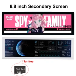 Schermo secondario IPS da 8,8 pollici 1920X480 Pixel USB Type-C Monitor LCD Custodia per PC CPU GPU RAM Dislpay Monitoraggio del computer gratuito AIDA64