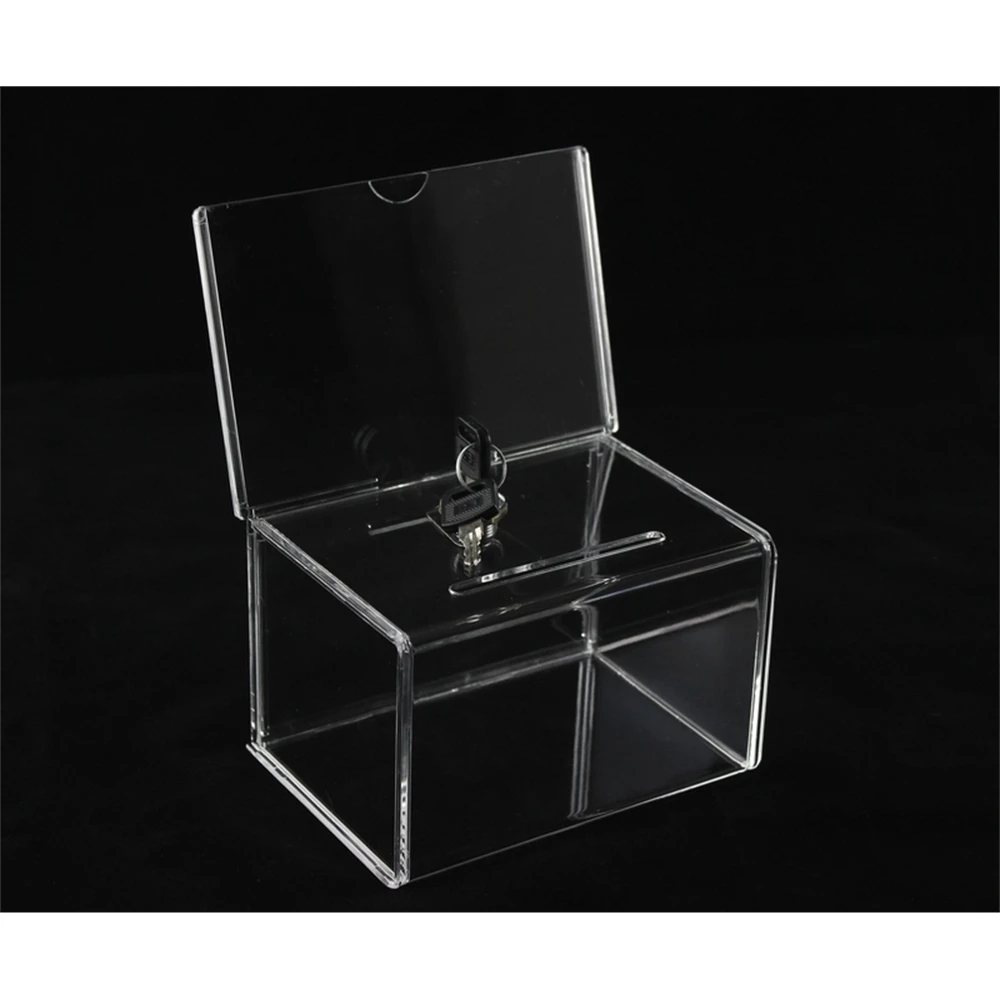 Counter Acrylic Donation Collection Box Perspex Fundraising Charity Box With Keylock For Church Non-profitable Group Charity