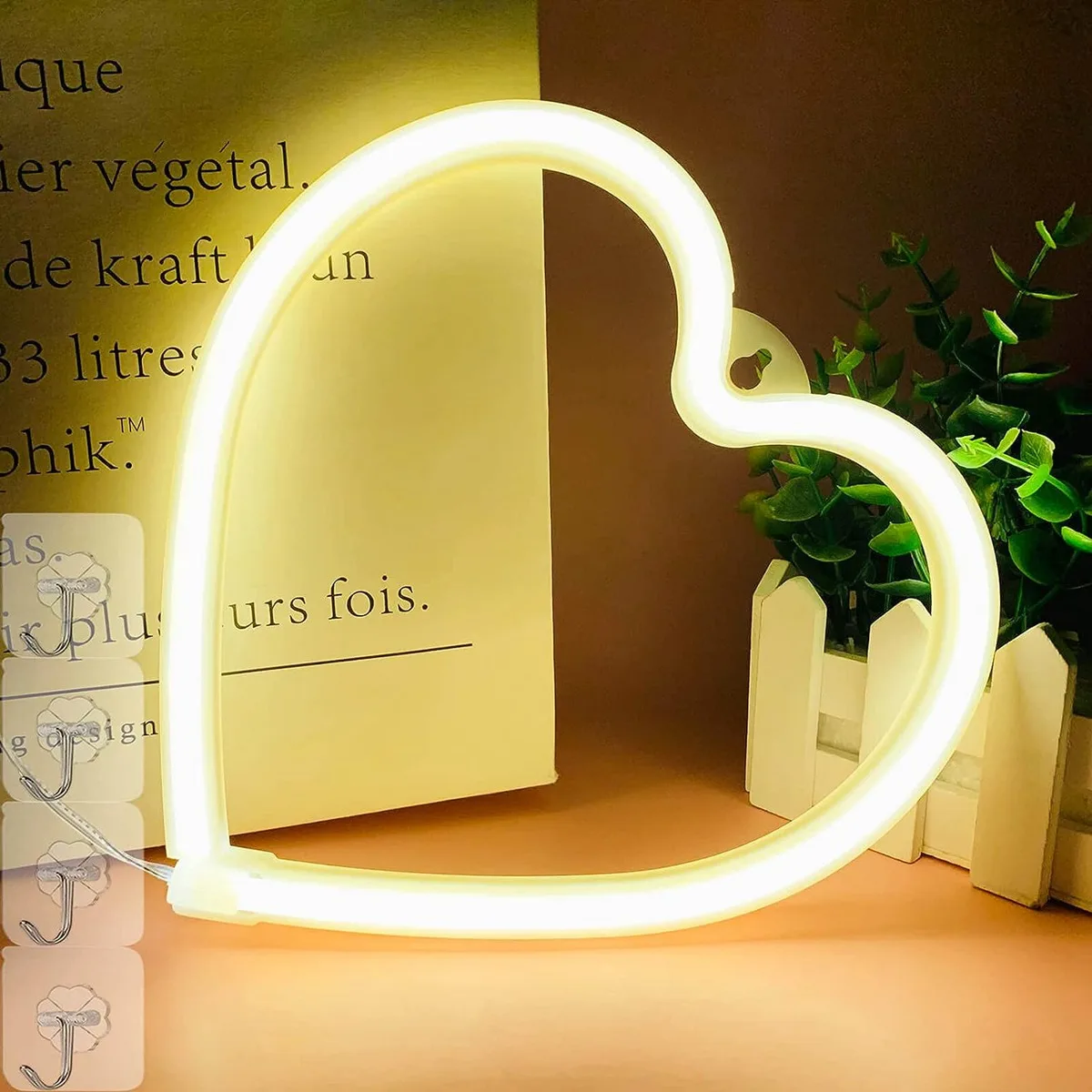 1PC Neon Heart Lights Heart Neon Sign Heart Led Light Decorations For Home Hanging Heart Gifts Heart Wall Decor