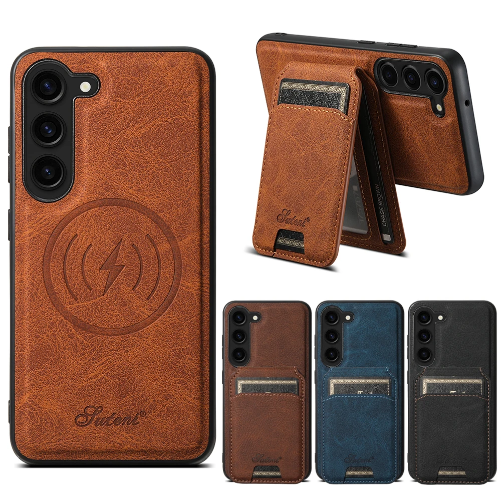 

2 in 1 Leather Wallet Phone Case Magnetic Pocket Cover For Samsung Galaxy S24 S23 Ultra S22 Plus Wireless charging Cards Holder