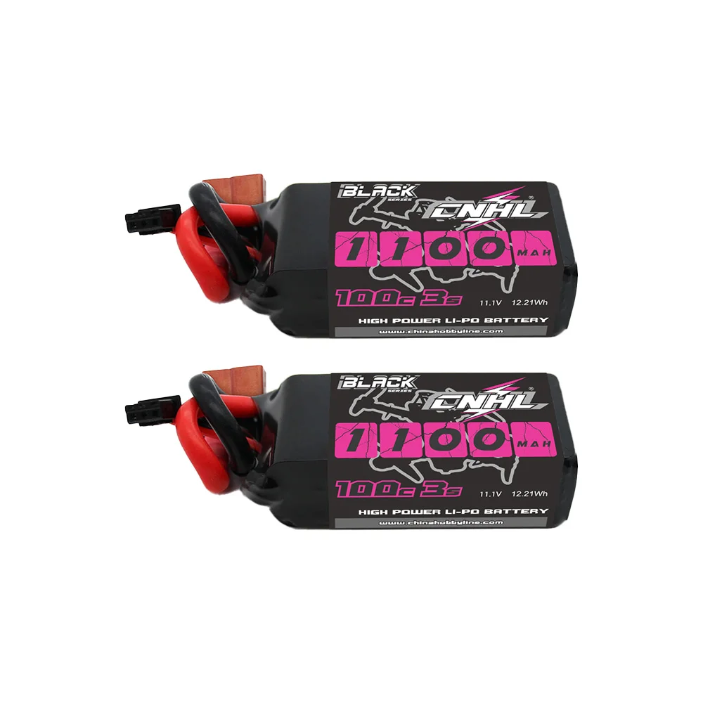 

2 упаковки CNHL Black Series 1100 мАч 11,1 В 3S 100C Lipo аккумулятор с T/Dean Plug