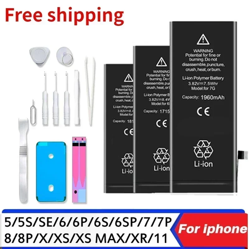 0 Cycle  Mobile Phone Battery  for IPhone  5 5S 5C SE 6 6S 7 8 Plus X XR XS 11 12 13 14 Pro SE2 Max Replacement Bateria