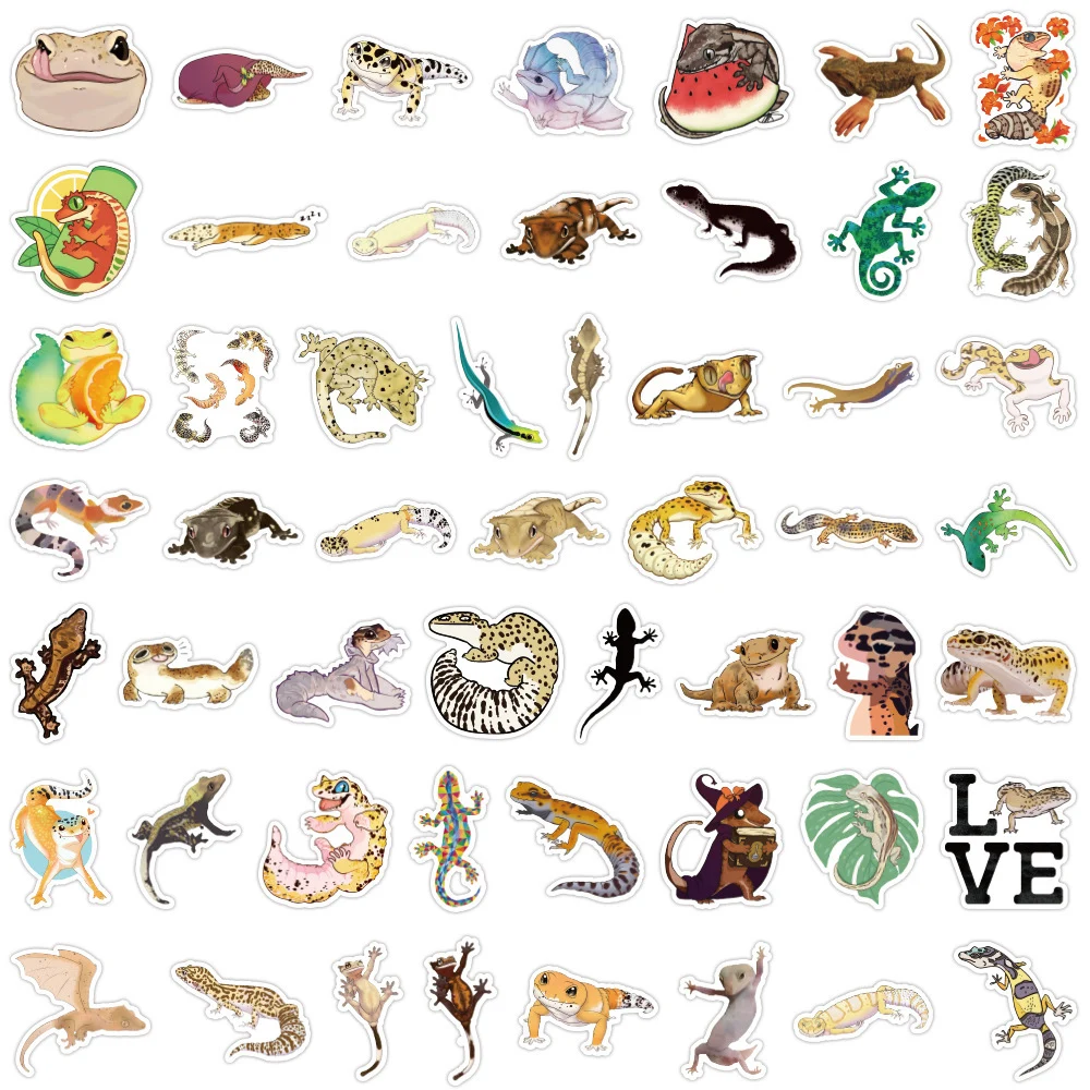 10/50/100Pcs Cute Fat Tail Gecko Lizard Cartoon Stickers Kawaii Animal Decal Graffiti Skateboard Diary Classic Sticker Toys Gift