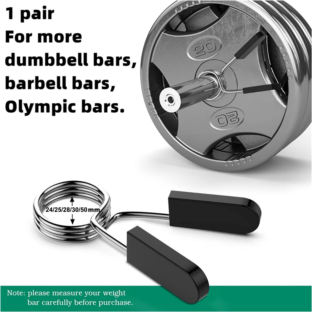 Barbell Clamp Dumbbell Clip Spring Collars 1pair 24/28/30/50mm Standard Barbell Non-Slip Lock for Gym Weightlifting Powerlifting