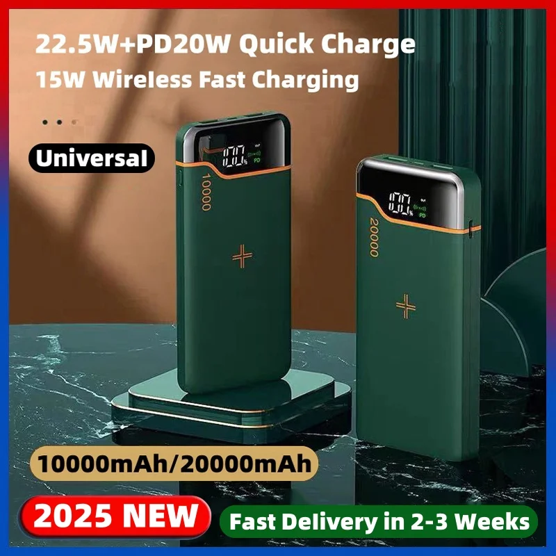 

Portable Power Bank 20000mAh 15W Wireless Fast Charger for Apple iPhone Samsung Xiaomi Powerbank External Auxiliary Battery Pack