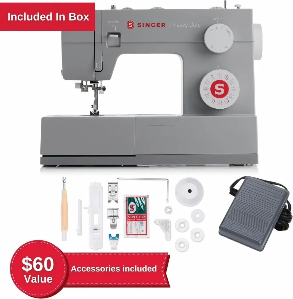 SINGER Heavy Duty Sewing Machine With Included Accessory Kit, 110 Stitch Applications 4432, Perfect For Beginners, Gray