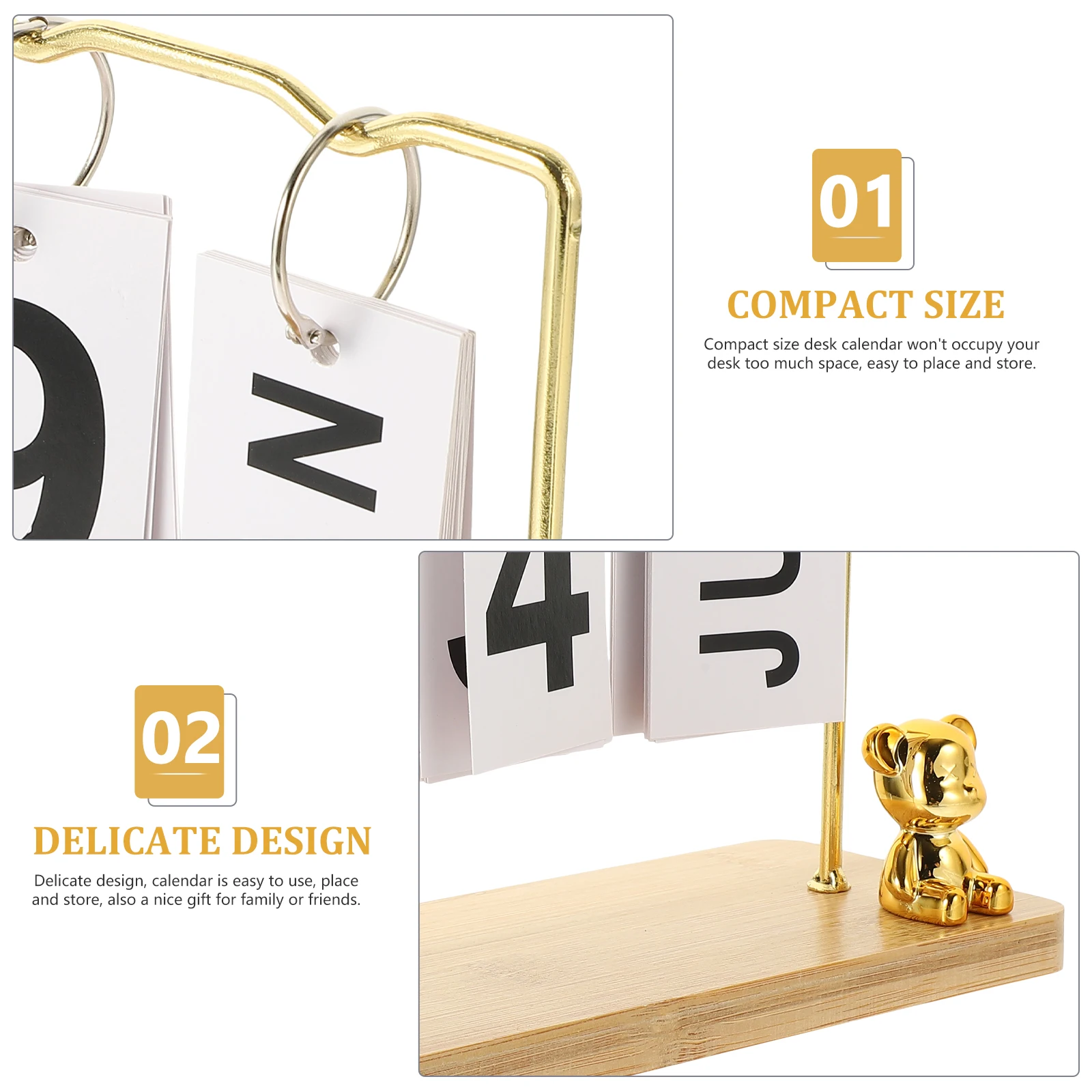

Compact Rustic Wooden Desk Calendar Reusable Office Decor Festival Reminder Gift