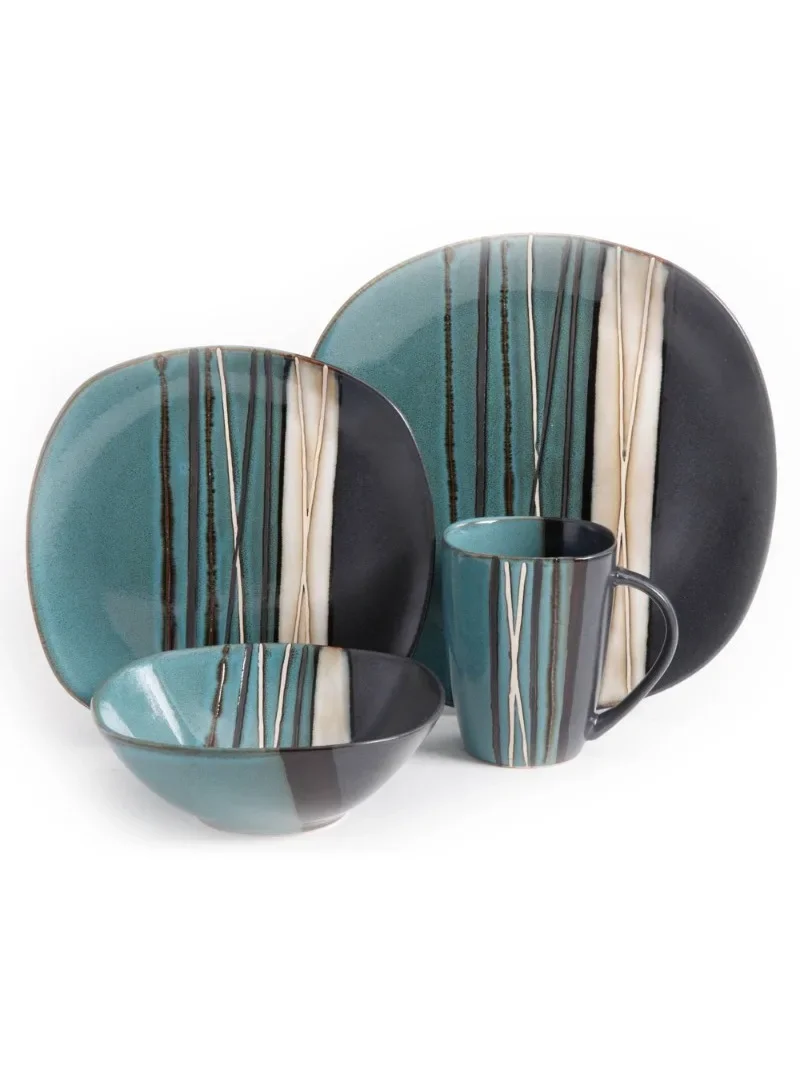 

Bazaar Teal 16-piece Dinnerware Set Ceramic Bowl