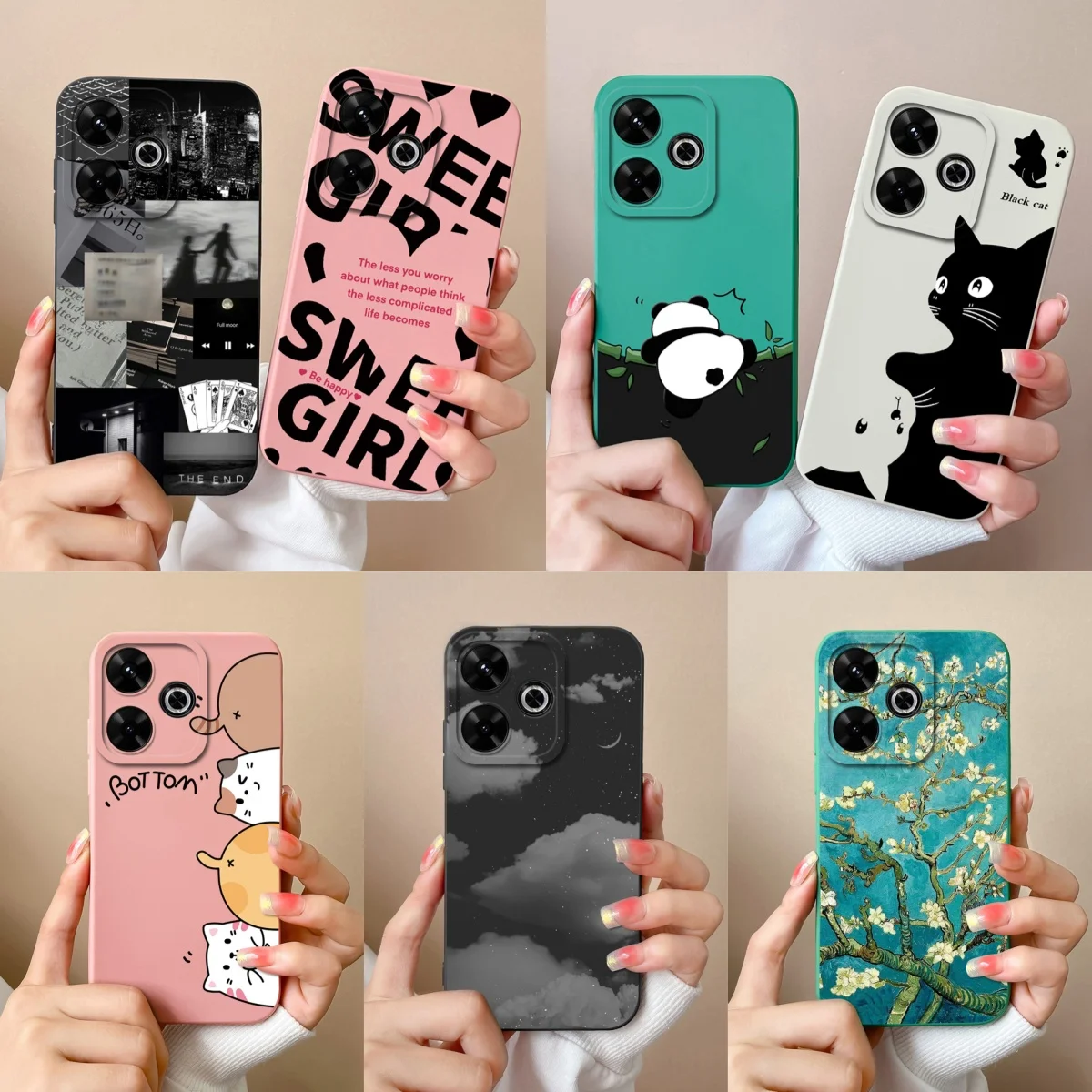 For Xiaomi Redmi Note 13R Case Cute Cat Soft Liquid Silicone Back Cover Note13R Funda Upgrade Camera Protection Phone Shell Capa