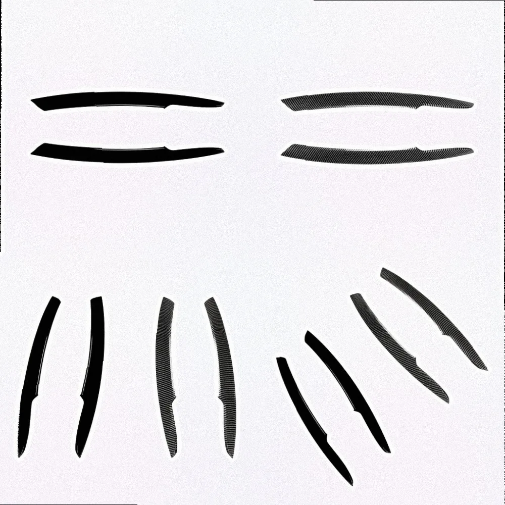 Car Styling Trim Headlight Eyebrow ABS Plastic Material Piano Black Finish Carbon Fiber Texture High Strength Build