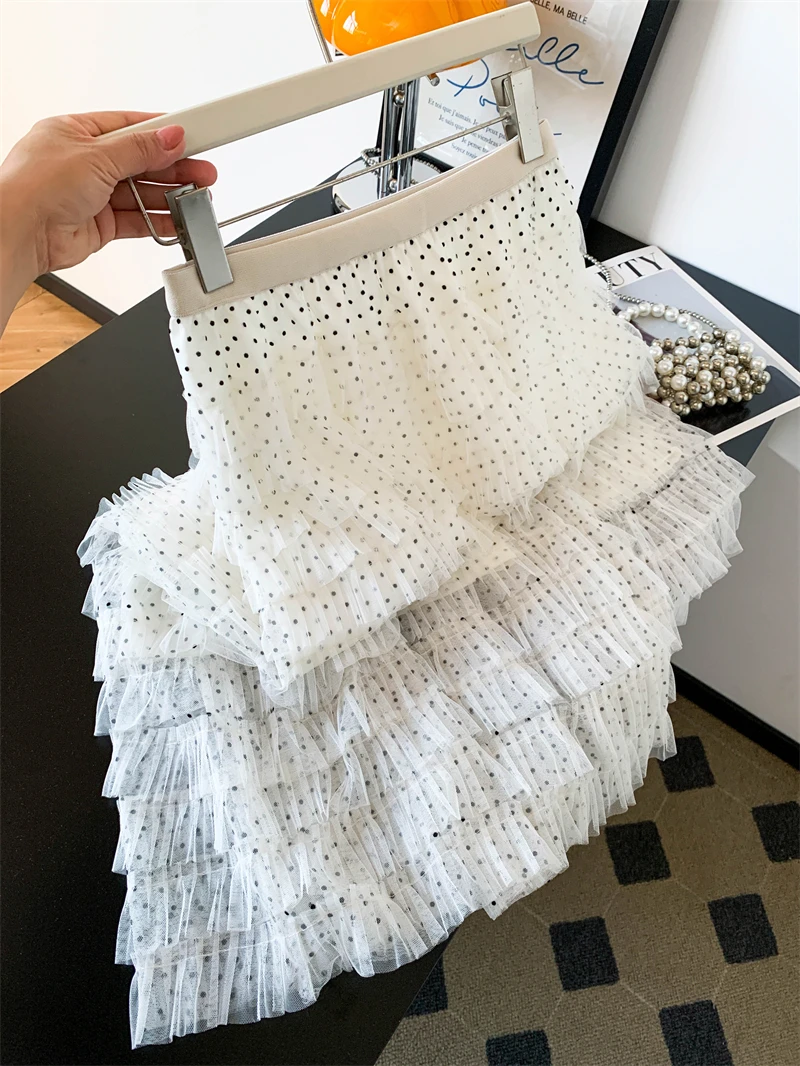 

Нежная юбка-сетка А-силуэта для женщин, с завышенной талией, многослойная, в стиле «торт», мягкая, с подкладкой, для повседневной носки