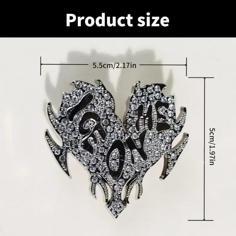 X5QE Heart Belt Buckles for Men Women Engraved Replacement Buckle (Rhinestones)