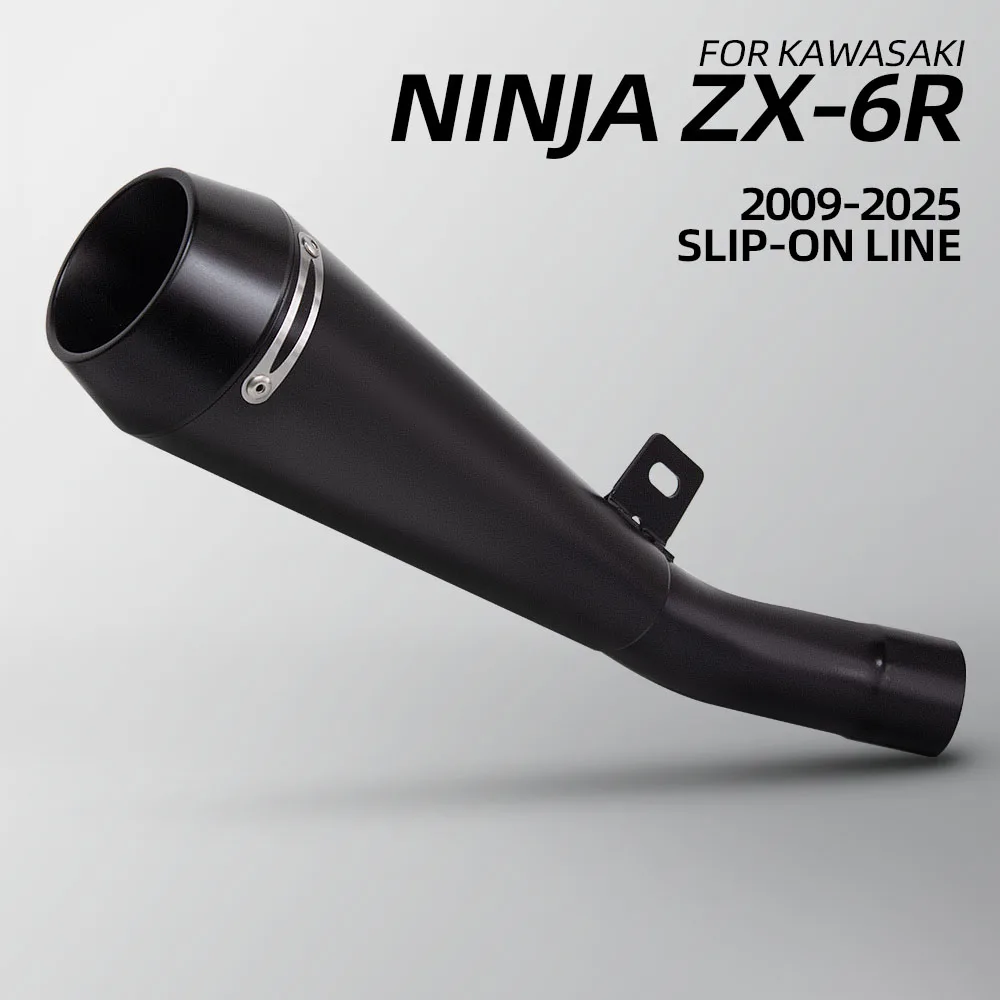 

Выхлопная труба ZX636, черная, для мотоциклов Kawasaki ZX6R ZX-6R ZX636 2009-2026, гоночные аксессуары.