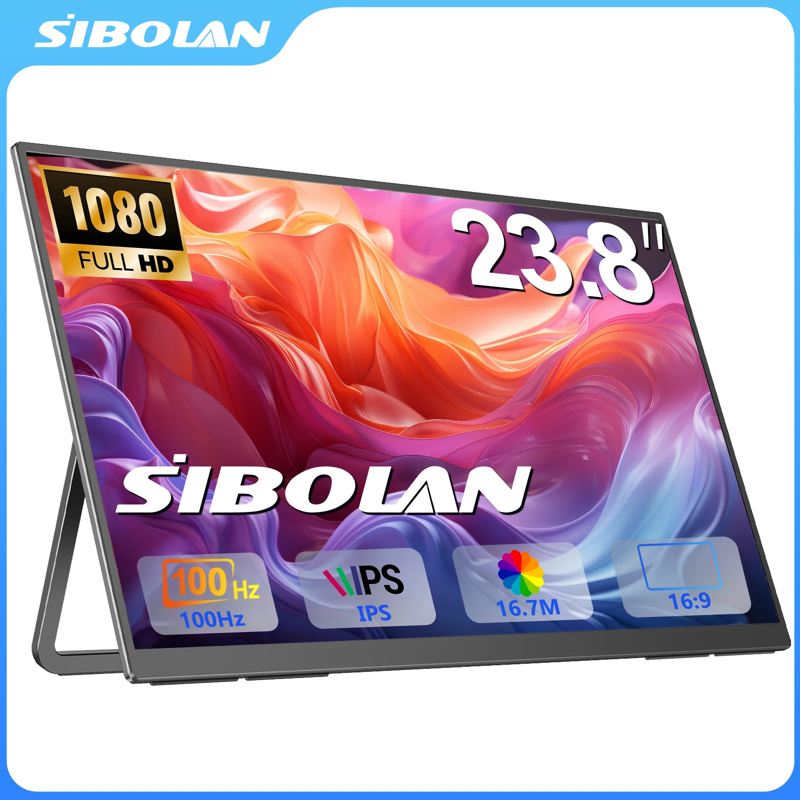 

SIBOLAN 23.8" 100Hz Portable Monitor 1080P FHD Type-C HDMI Port Screen Extender for Mini PC Laptop Phone Switch Xbox