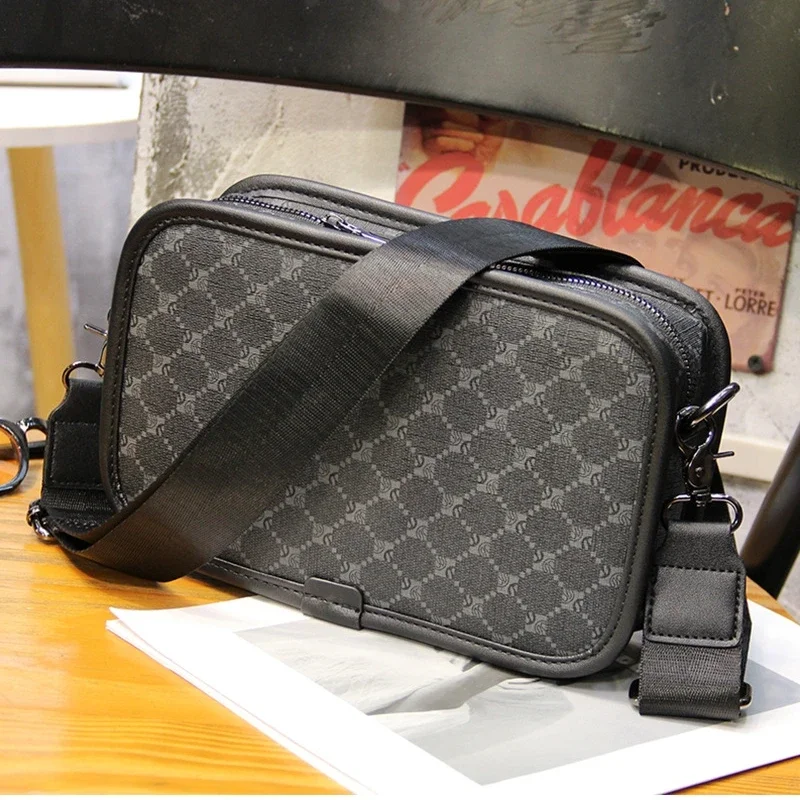 

Fashion Crossbody Bag Men Plaid Floral Print Men's Crossbody Bags Luxury Brand Design Square Sling Shoulder Bag Male Handbags