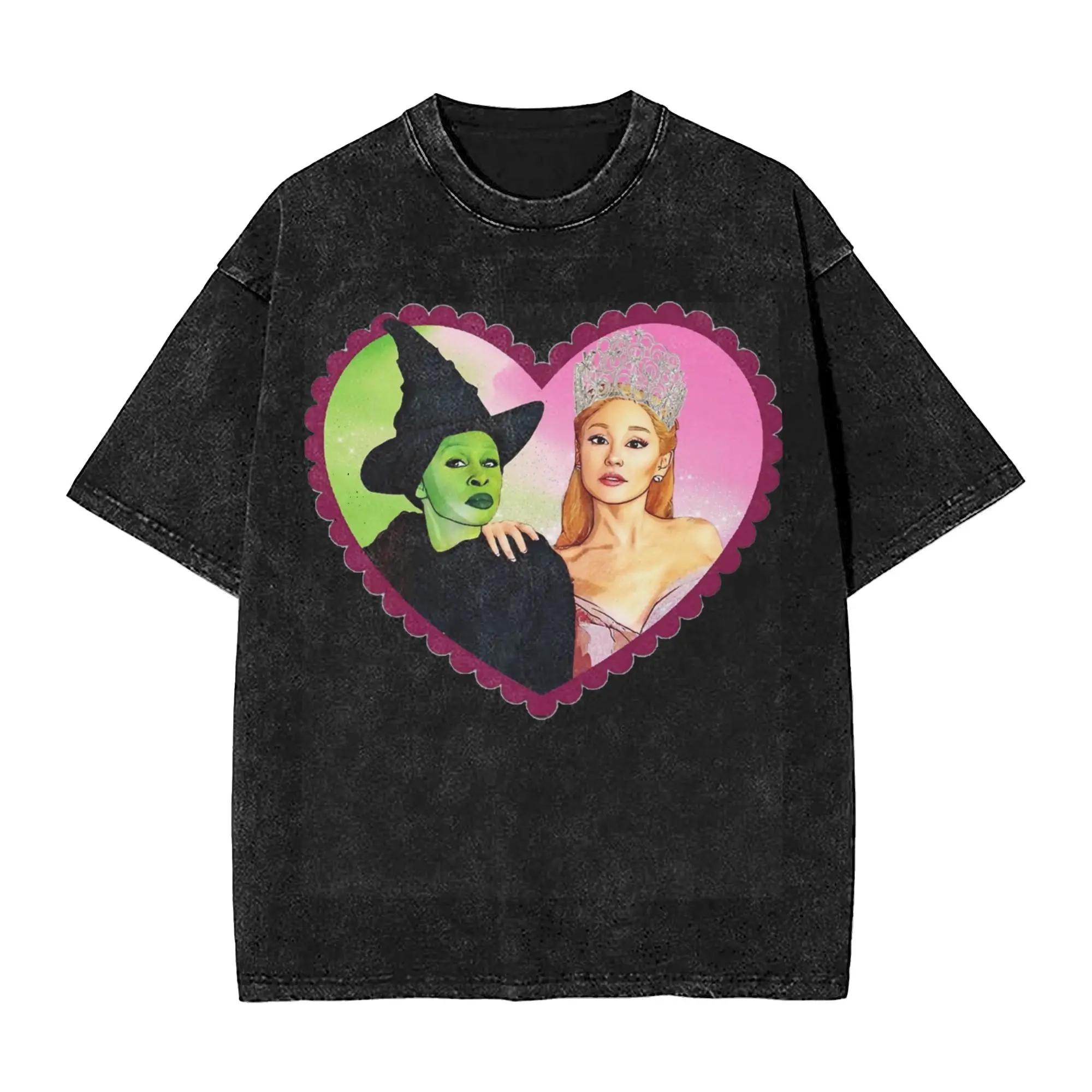 

Oversize Wicked Movie Glinda and Elphaba Merch T-Shirts for Men Women Washed Cotton Tee Shirt Clothes
