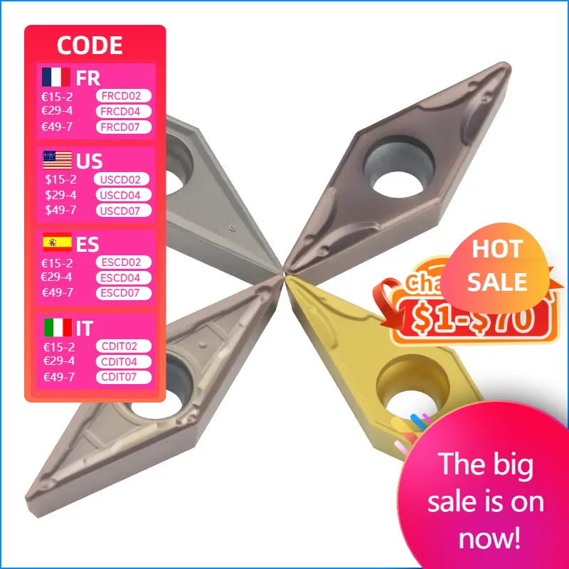 

10PCS Carbide insert VBMT160402/04/08 H01/KT930S/KT60/YZ15TF/YZ735 single-sided Carbide Insert Internal turning tool CNC