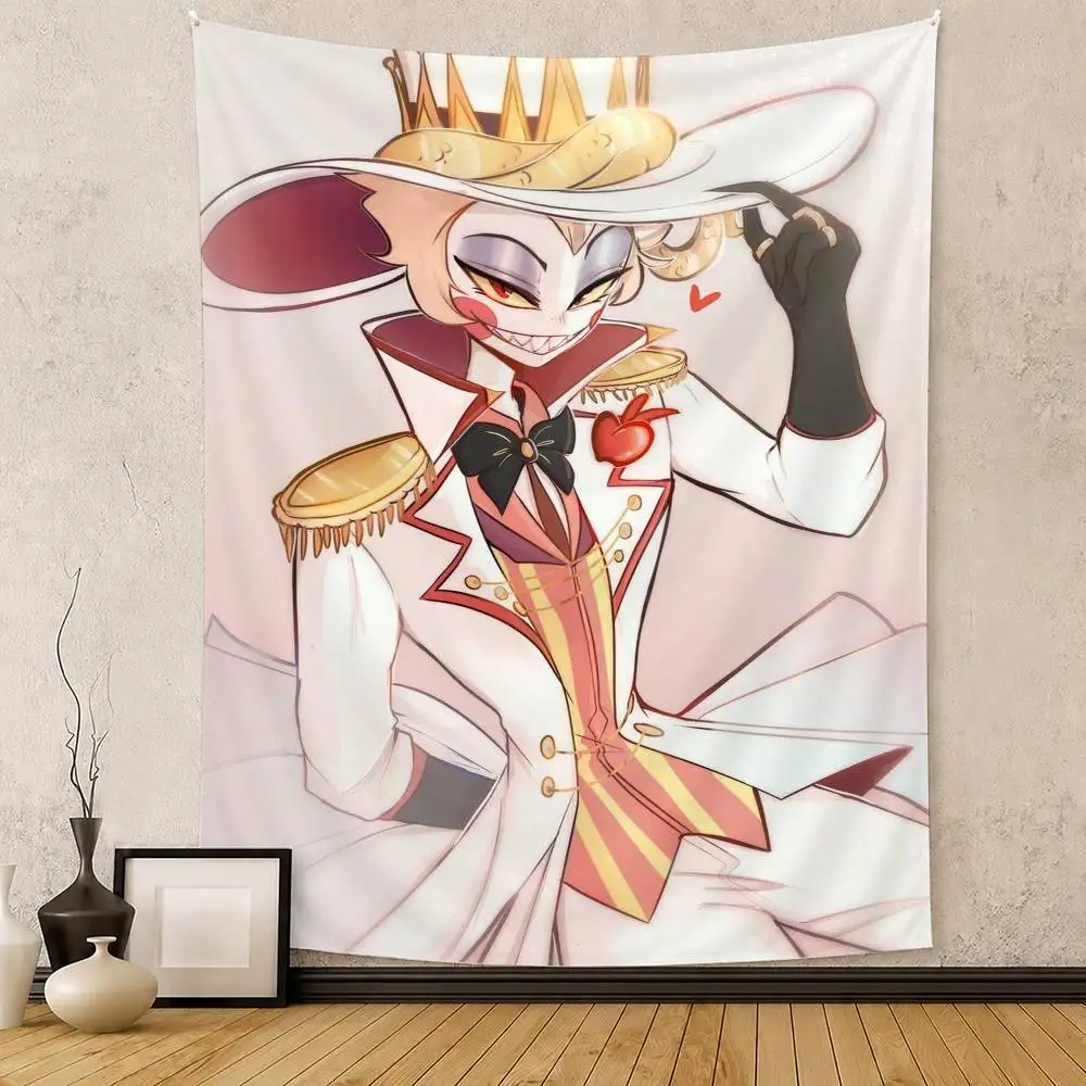 Hazbin H-Hotel Lucifer Magne Flag Digital Printing Banner for Garage Wall Out Door Decoration
