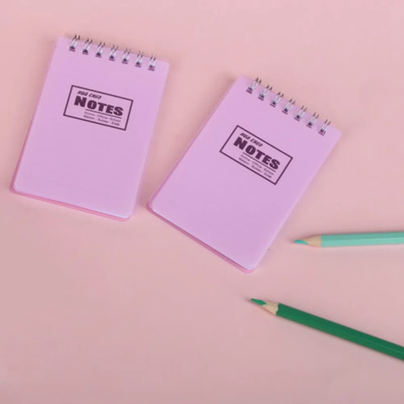 Mini Coil Notepad Portable Pocket Diary Exercise Book PP Surface A7 Spiral 100K Flip-up Note Pad School Office Supply 42 Sheets