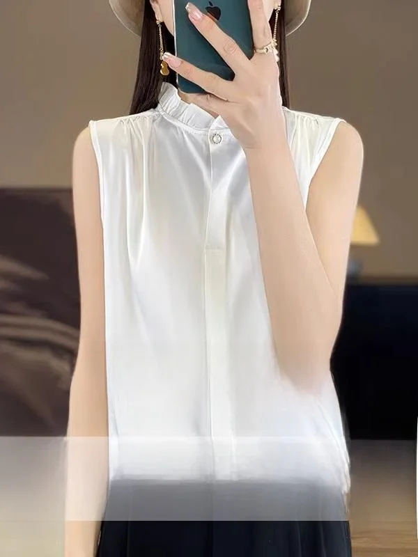 

Acetate Satin Stand Collar irt Women's Lace Svel Top Versatile Faionable Strap Vest Underwear Chinese Sle Commute