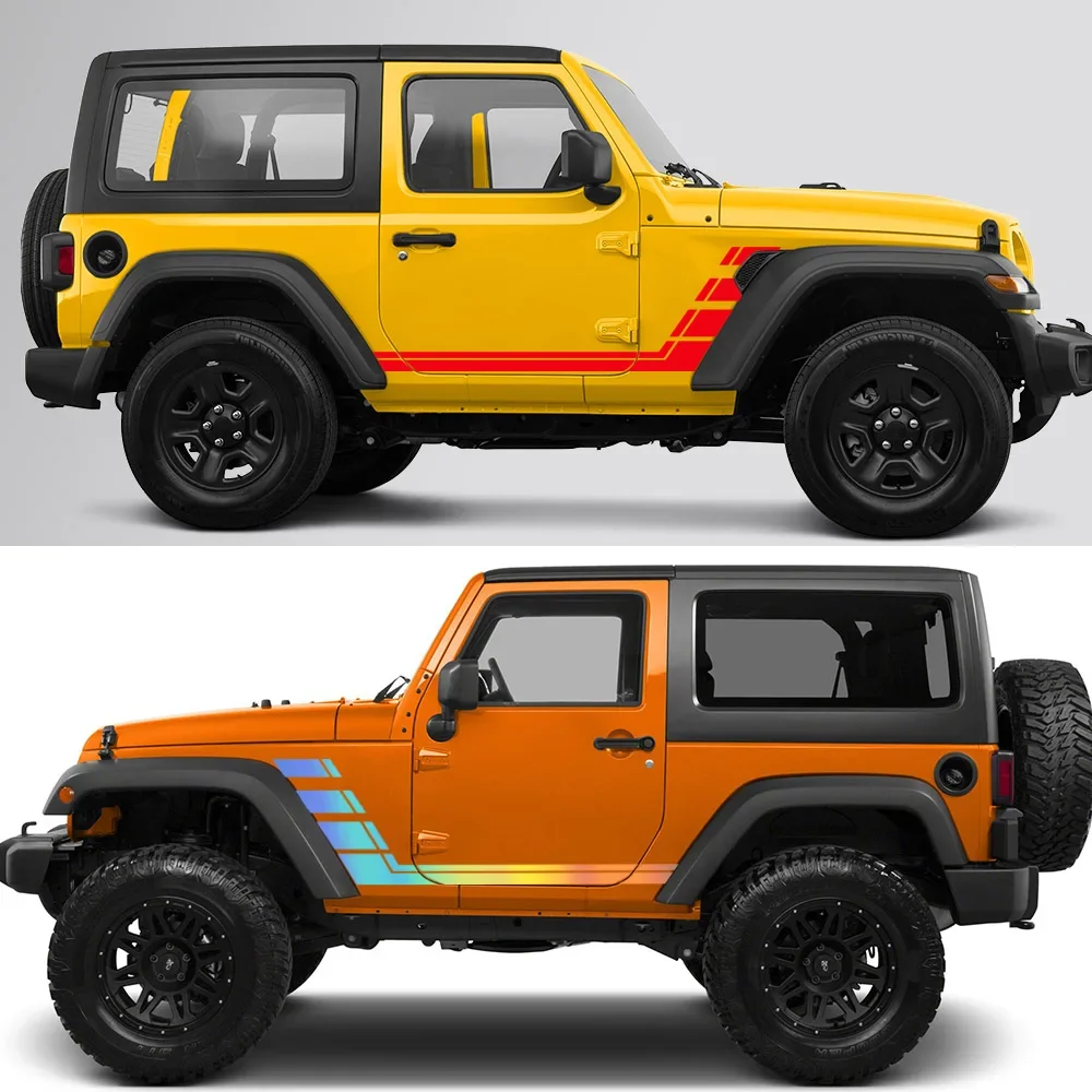 2 قطعة ملصقات الباب الجانبي للسيارة التصميم شارات الفينيل ل جيب رانجلر JK JL CJ روبيكون 4x4 ضبط اكسسوارات السيارات الجسم الديكور #3