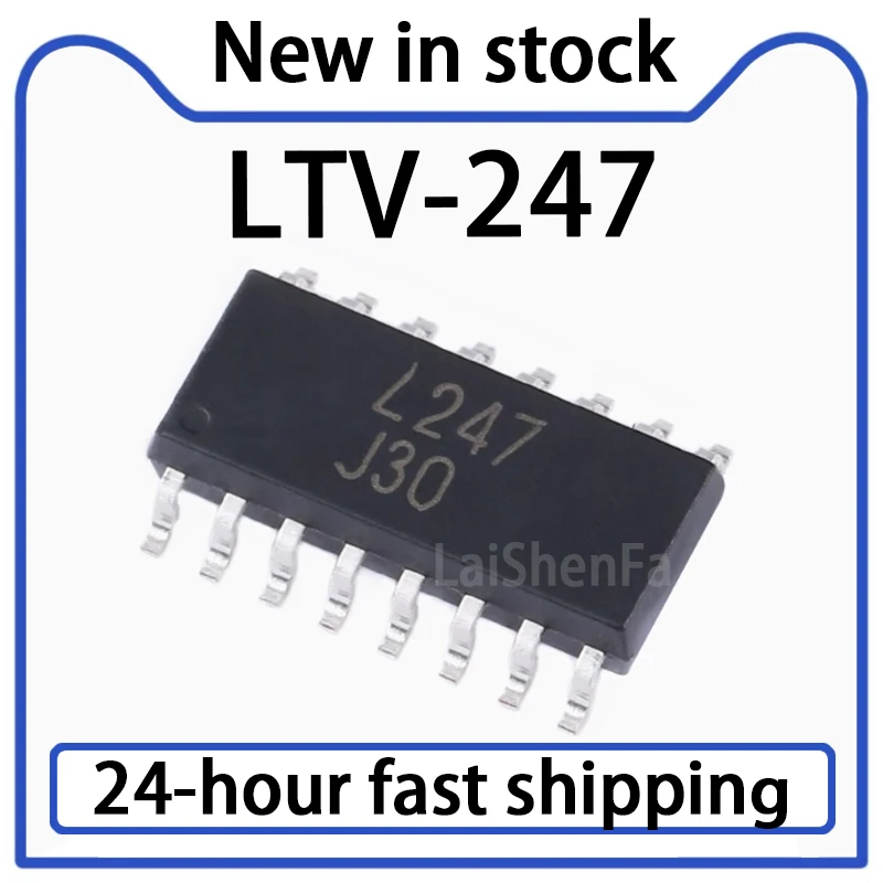 10 Stück LTV-247 Paket SOP-16 Vierwege-Transistor-Optokoppler-Isolator-Chip auf Lager