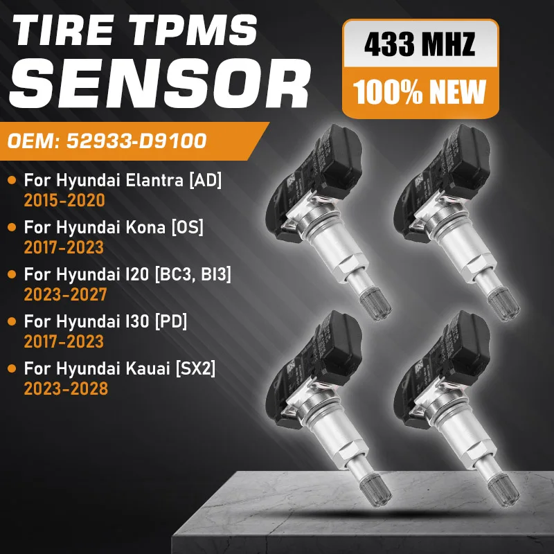 

Датчик давления в шинах TPMS (1/4 шт.) для Hyundai Elantra AD 2015-2020, Hyundai Kona, I30 2017-2023, Hyundai I20 2023-2027, Hyundai Kauai