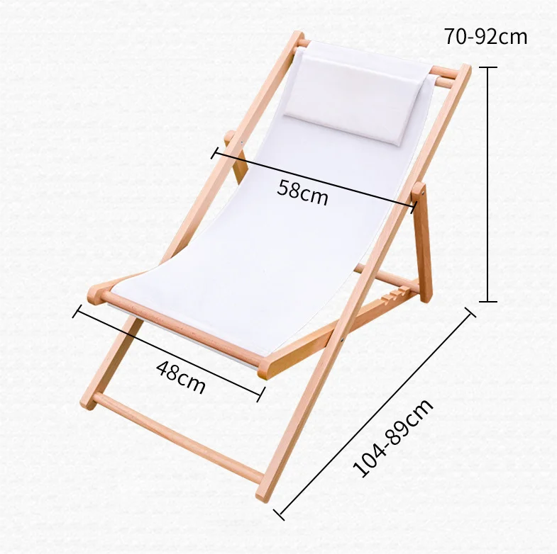 Customization Outdoor Beach Chairs Solid Wooden Portable Camping Chair Poolside Sun Lounger  Garden Courtyard Folding Chaise