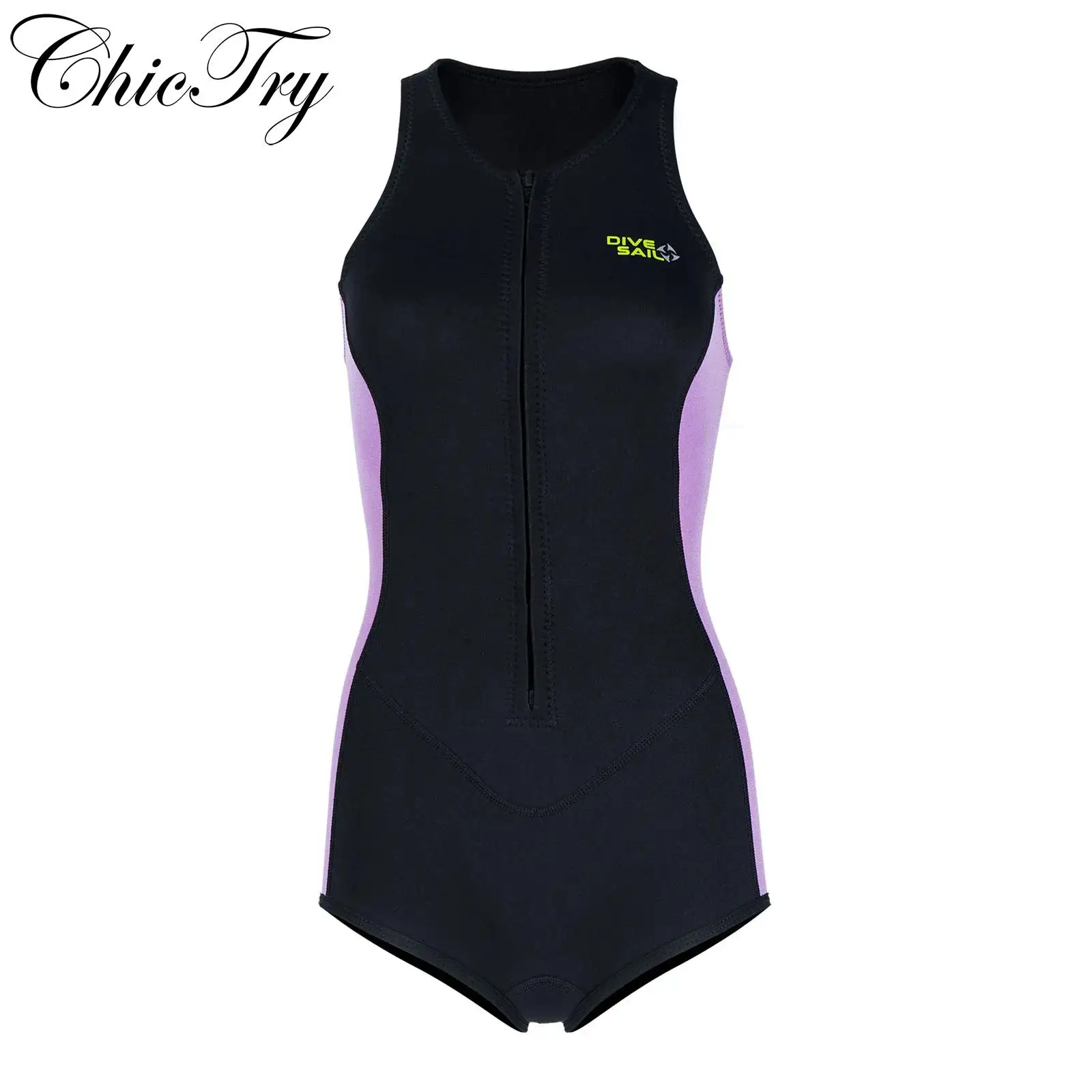 

Womens One Piece 2mm Neoprene Swimsuit Sleeveless Athleltic Rash Guard Diving Wetsuit Snorkeling Kayaking Surfing Bathing Suit