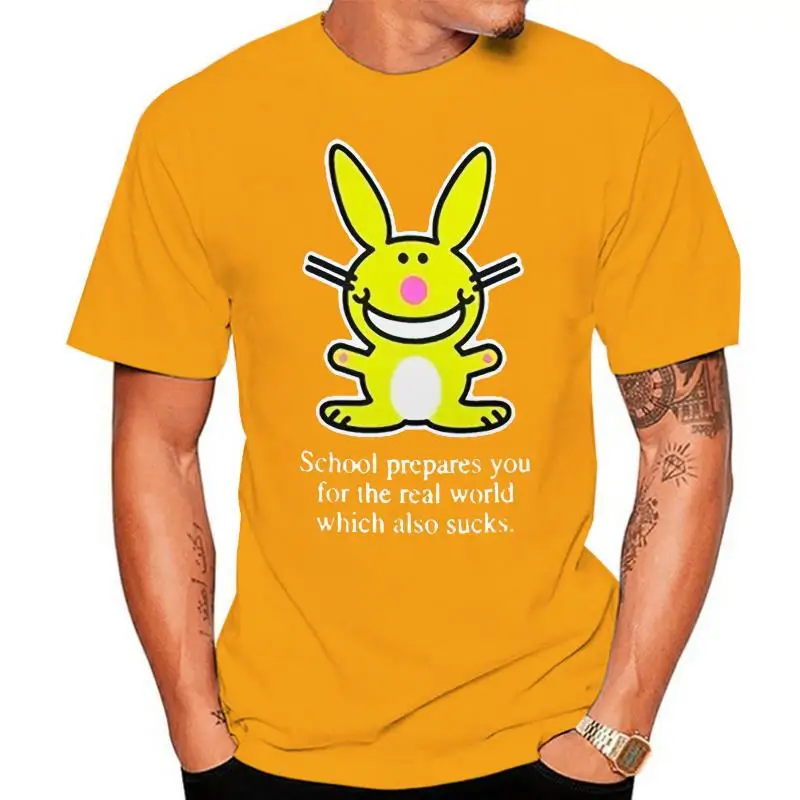 Happy Bunny - School Sucks Adult Mens T-Shirt Slogans Customized Tee Shirt