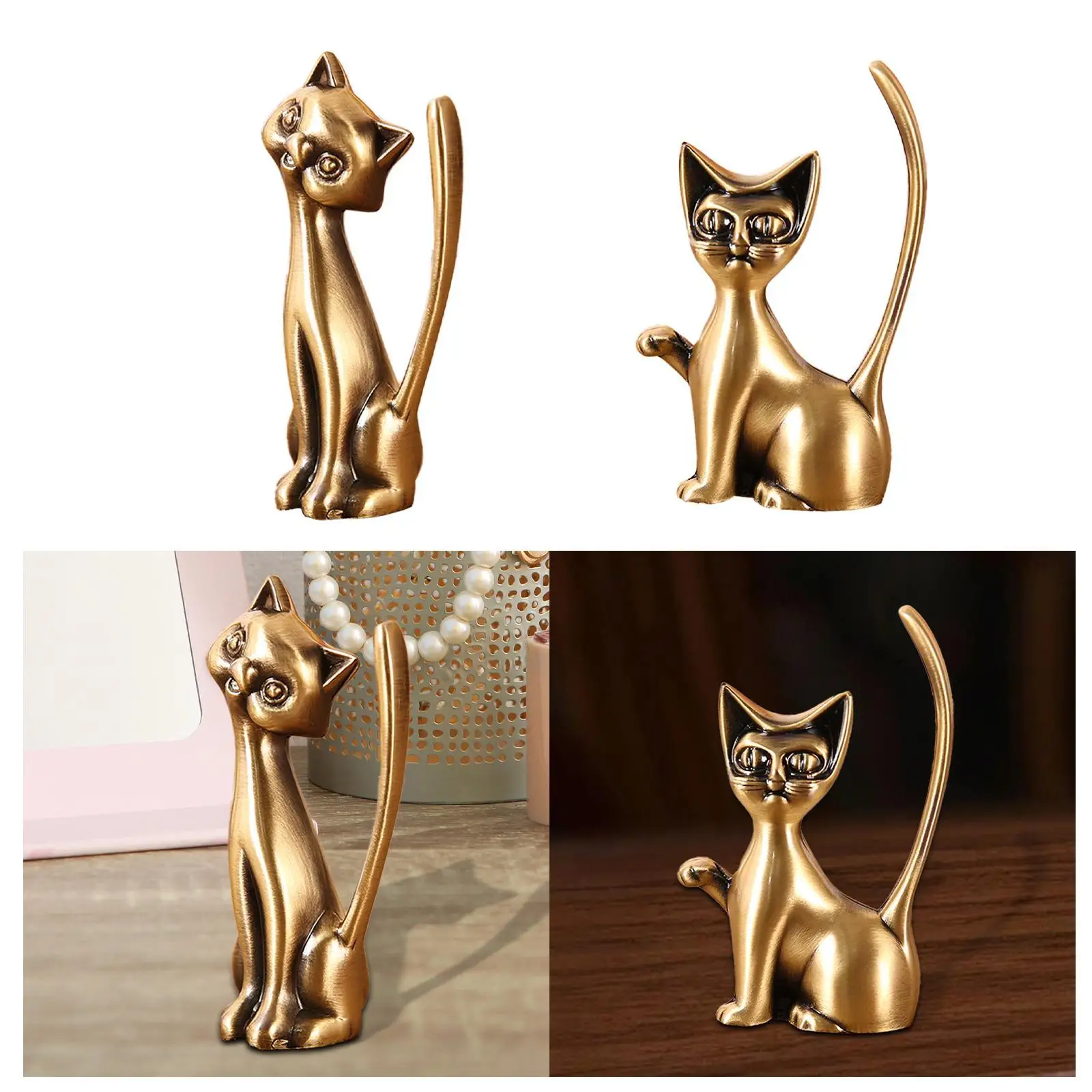 Cat Statue Rings Holder Rings Stand for Craft Fairs Valentines Gift Dresser