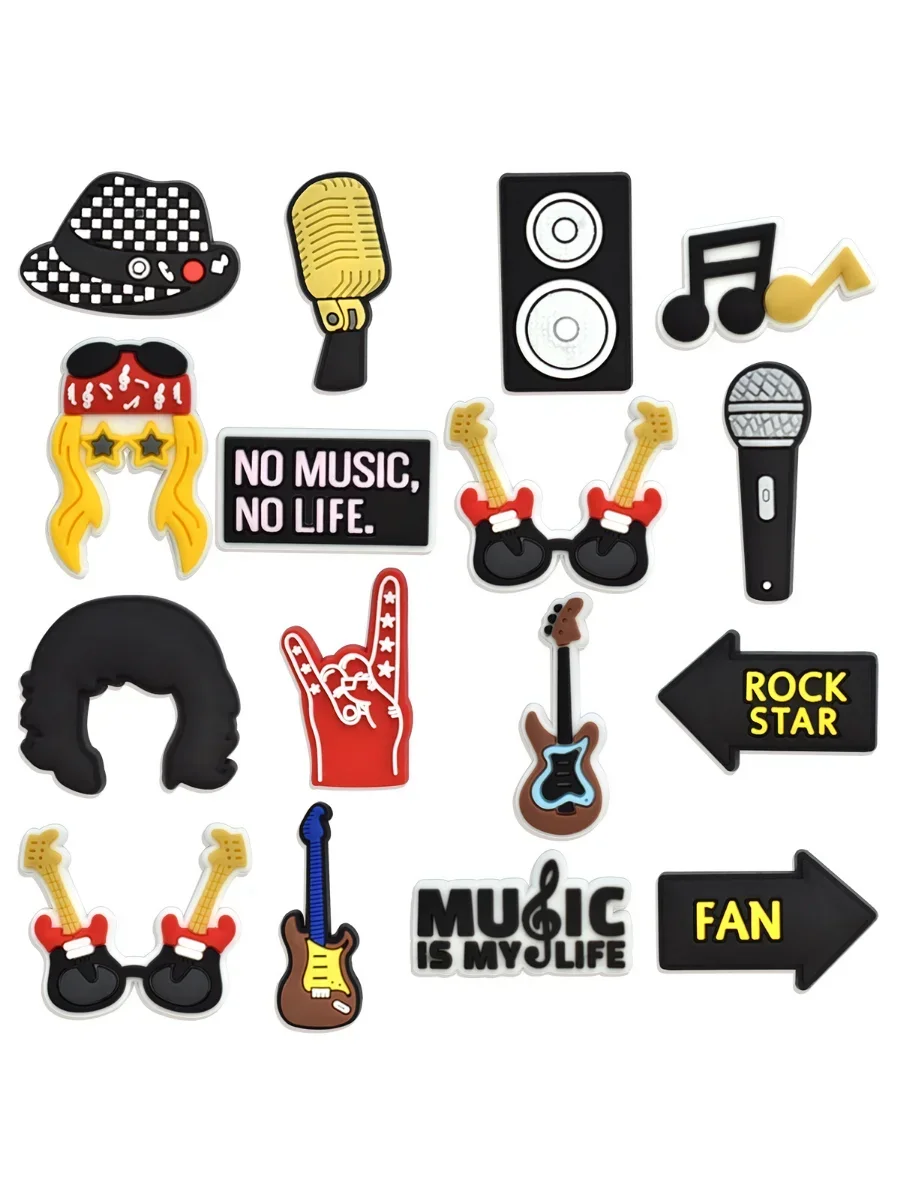 Boucles de chaussures de chanteur en métal PVC, série musicale, breloques, accessoires, décorations pour sabots, baskets, bracelets, gobelet, fête, unisexe pour enfants