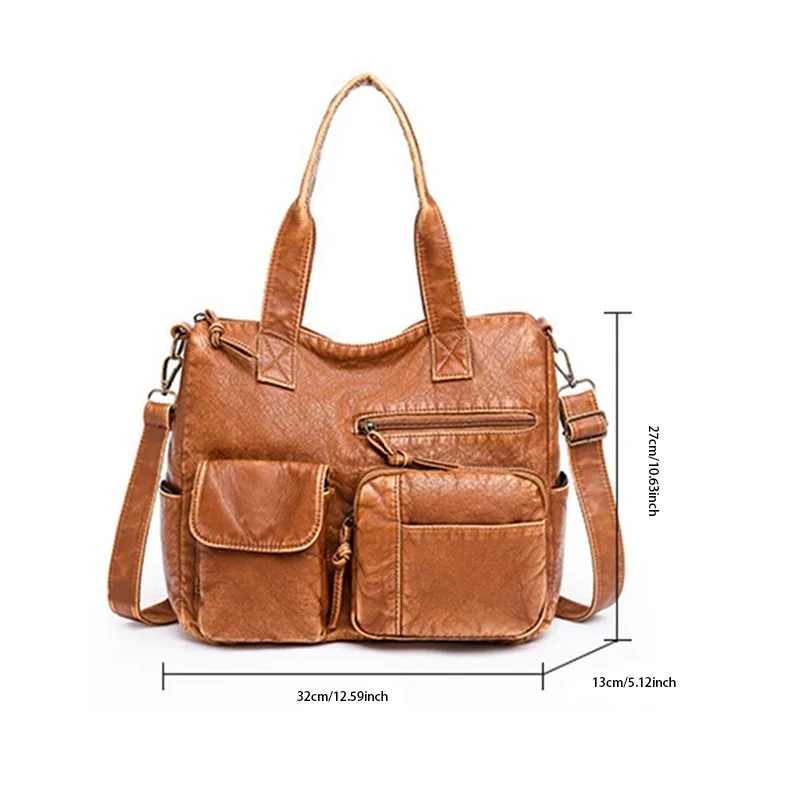 Annmouler New Designer Women Handbags Pu Leather Soft Tote Bags Large Capacity Brown Shoulder Bag Quality Crossbody Bag Purse