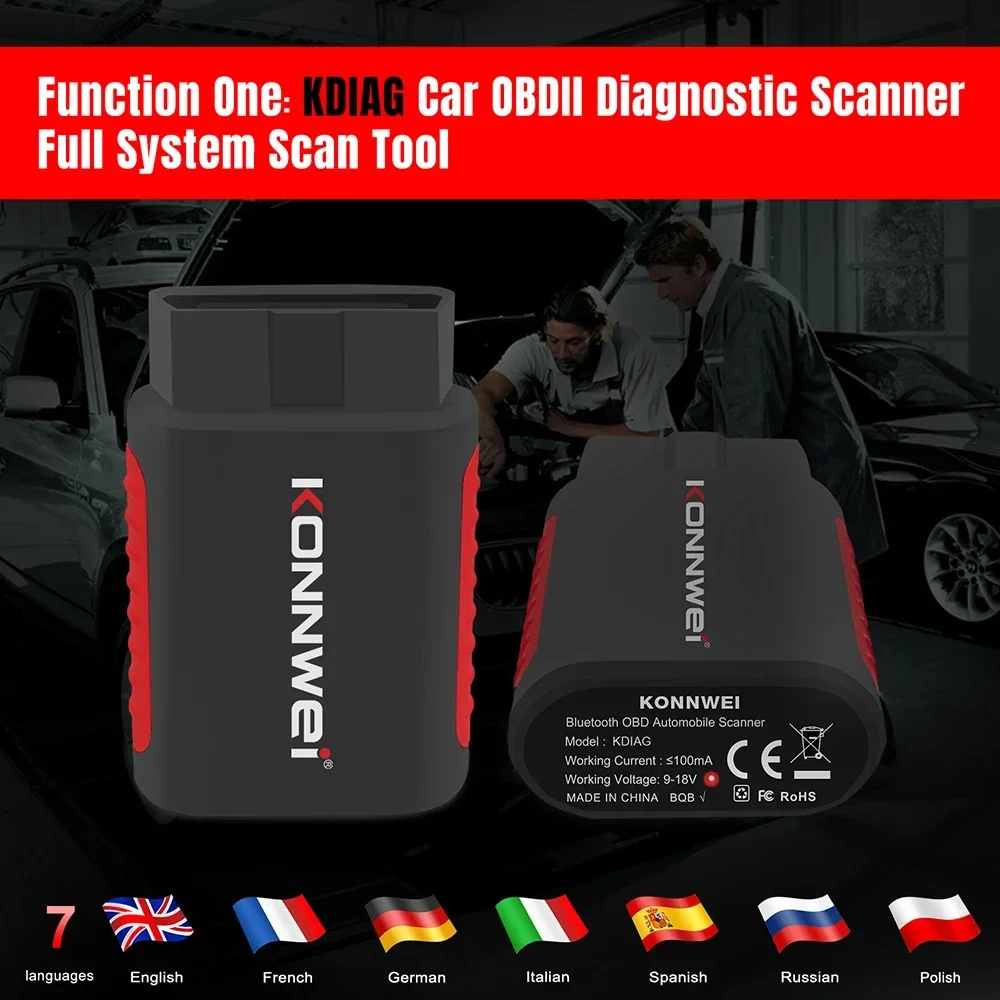 2024 New KONNWEI KDIAG Full System Auto Scanner Reset SAS EPB Service ECU Programmer OBD OBD2 Car Diagnostic Tool pk Thinkdiag