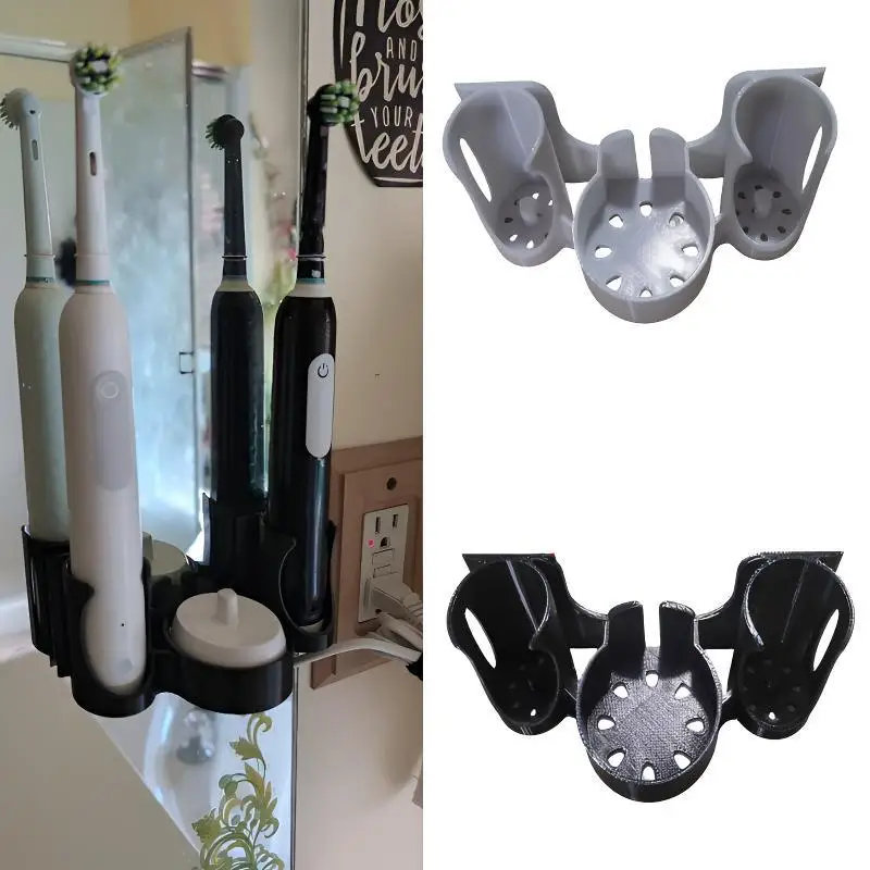 

Держатель для электрической зубной щетки Oral-B, подставка-органайзер для зарядки с отсеками для насадок и зубной пасты, для установки на столешницу в ванной комнате