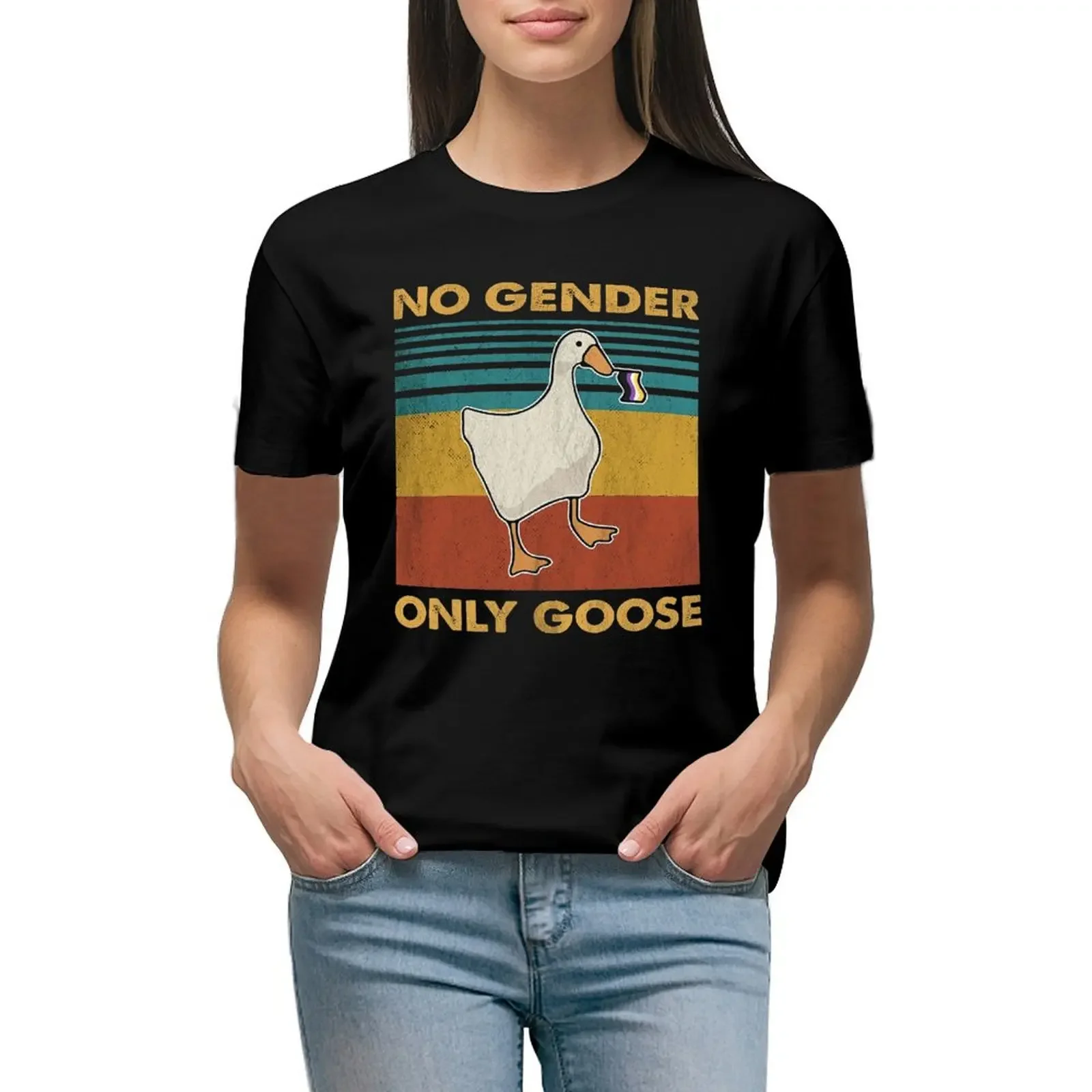 Duck No Gender Only Goose Shirt Genderqueer And Nonbinary Pride T-Shirt blanks shirts graphic tees sweat Woman clothes