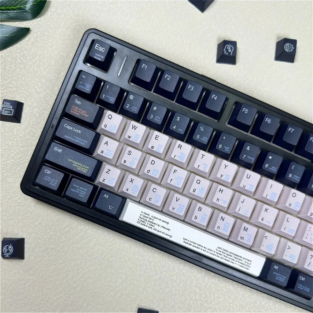 

130 Keys, Cherry/MDA Keycap Set, Programmer PBT Personality, Black, Mechanical Keyboard Kit for Mx Cherry Gateron Switch