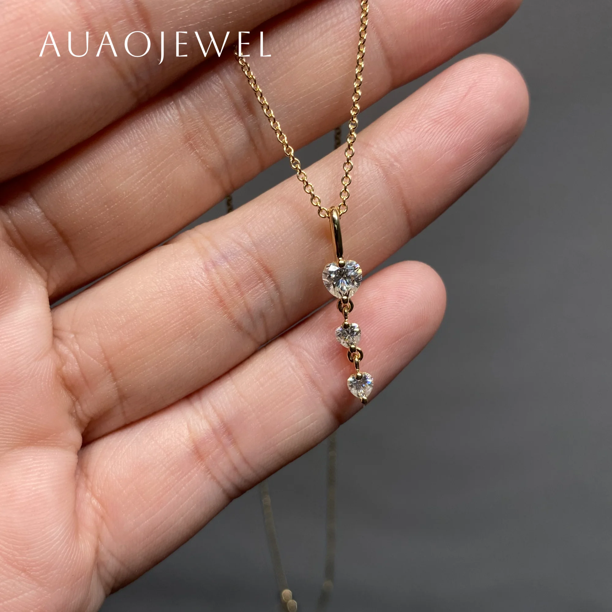 

AUAOJEWEL Moissanite Heart Pendant Necklace 14K 18K 9K 10K Real Gold Chain 925 Sterling Silver Women Accessories Gifts For Wife