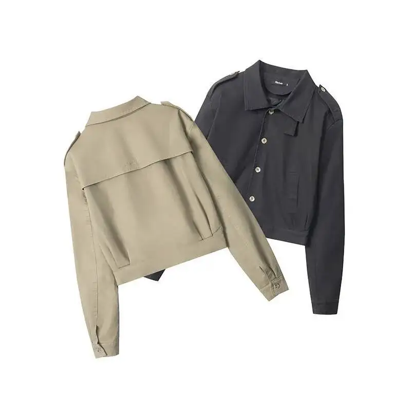 2025 New Utility Short Jacket Women High Grade Solid Color For Petite Sizes  Simple Versatile Temperament Outerwear