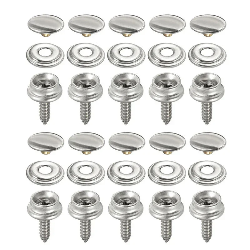 10 Sets Snap Fastener Stainless Canvas Caps Screw Kit Tent Marine Boat Canvas Cover Tools Sockets Buttons Car Canopy Accessories