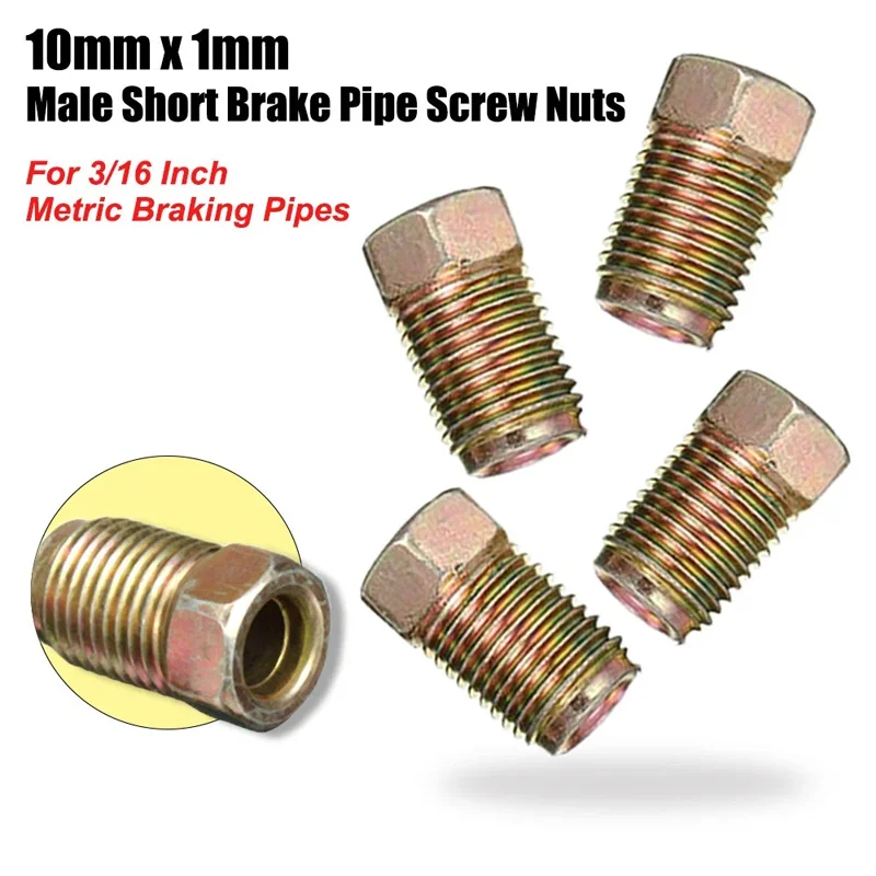 10Pcs M10 Brake Pipe M10x1.0 Threads Car Brake Line Fittings 17 X 10mm For 3/16