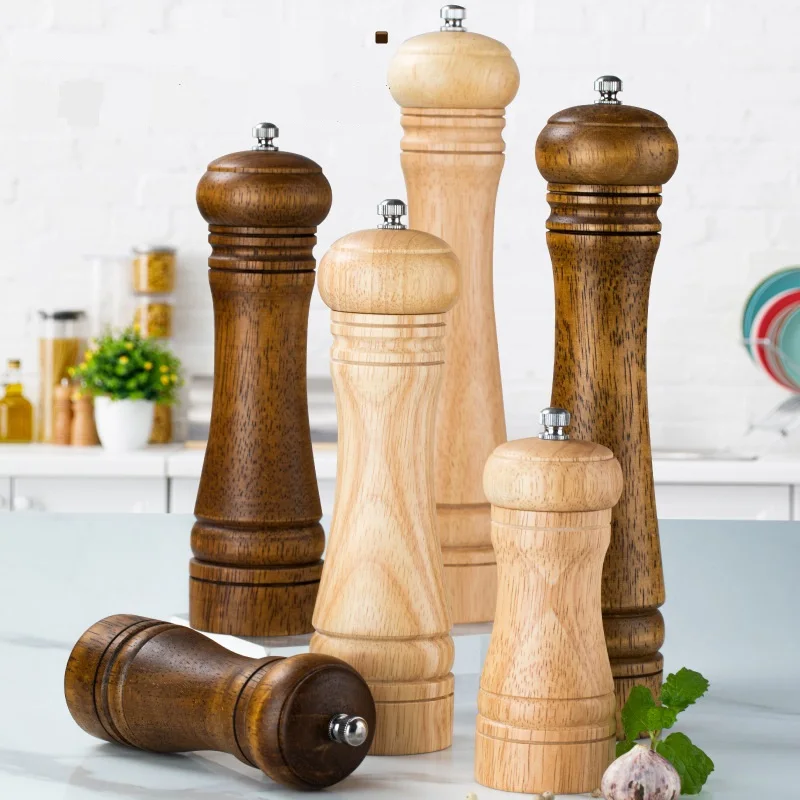 

Pepper Grinder, Pepper Mill with Adjustable Ceramic Grinder, Rubber Wood body, Ceramic grinder,3 sizes are available