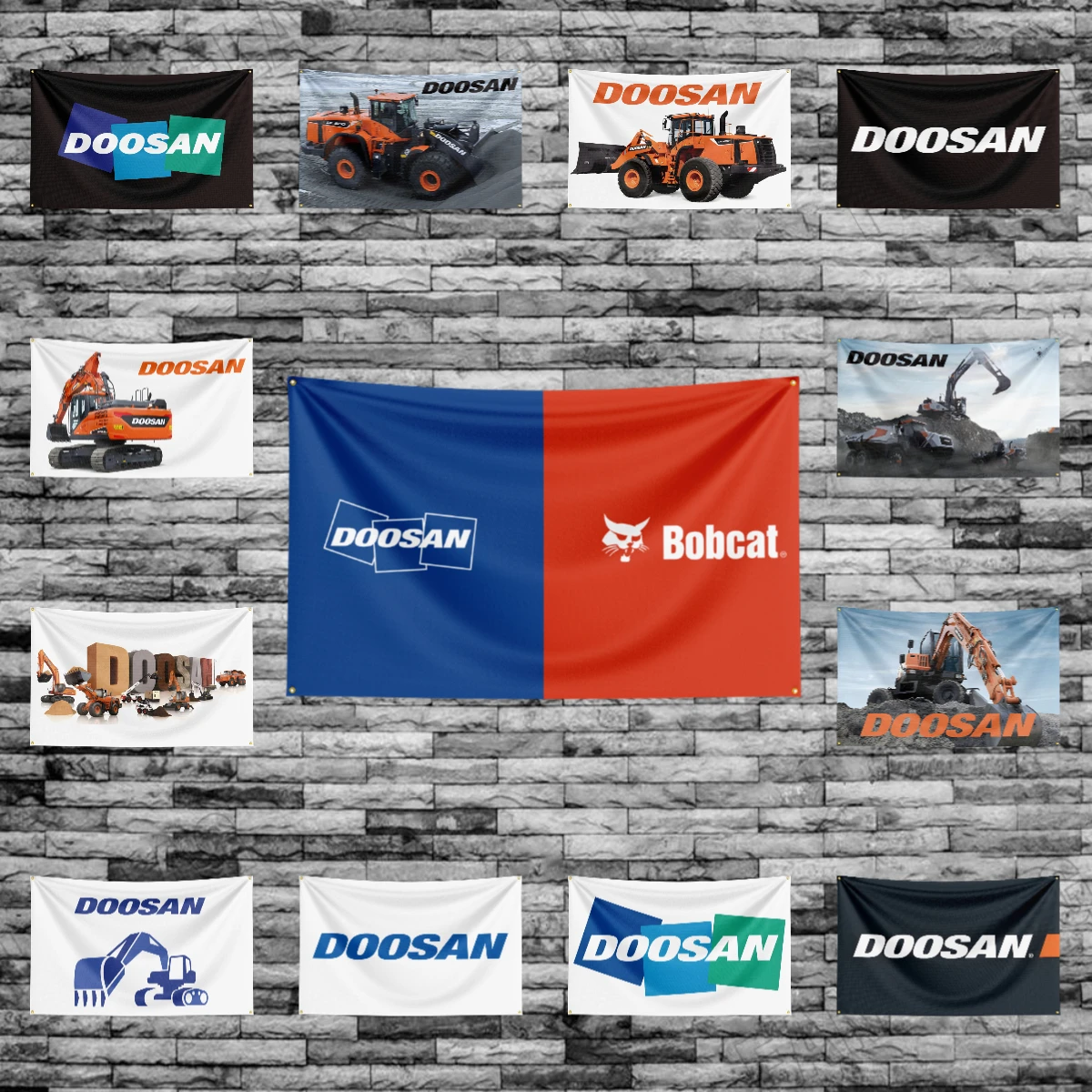 90x150CM Excavator-D-DOOSANS Industry Flag Polyester Printed Excavator Banner For Decor