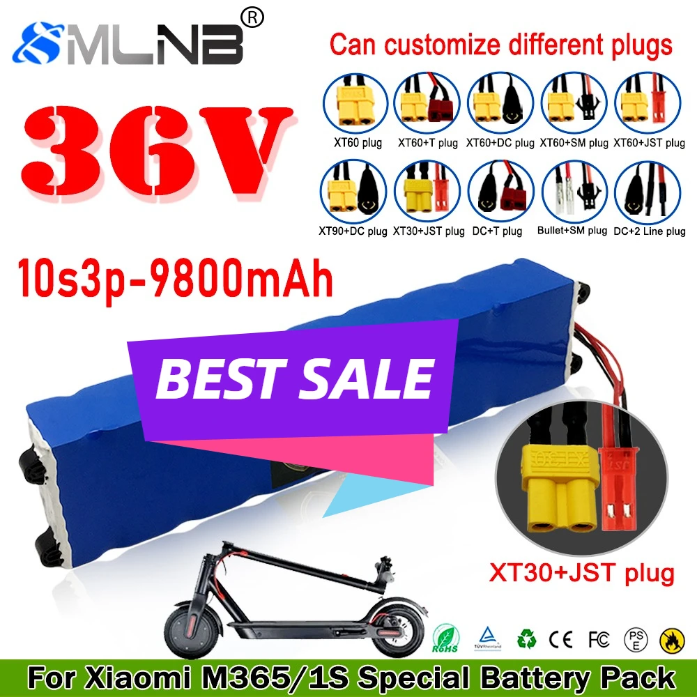 

Built in BMS 10S3P 36V For Xiaomi M365/1S Special Battery Pack, 9800mAh electric scooter electric bicycle power Li-ion battery