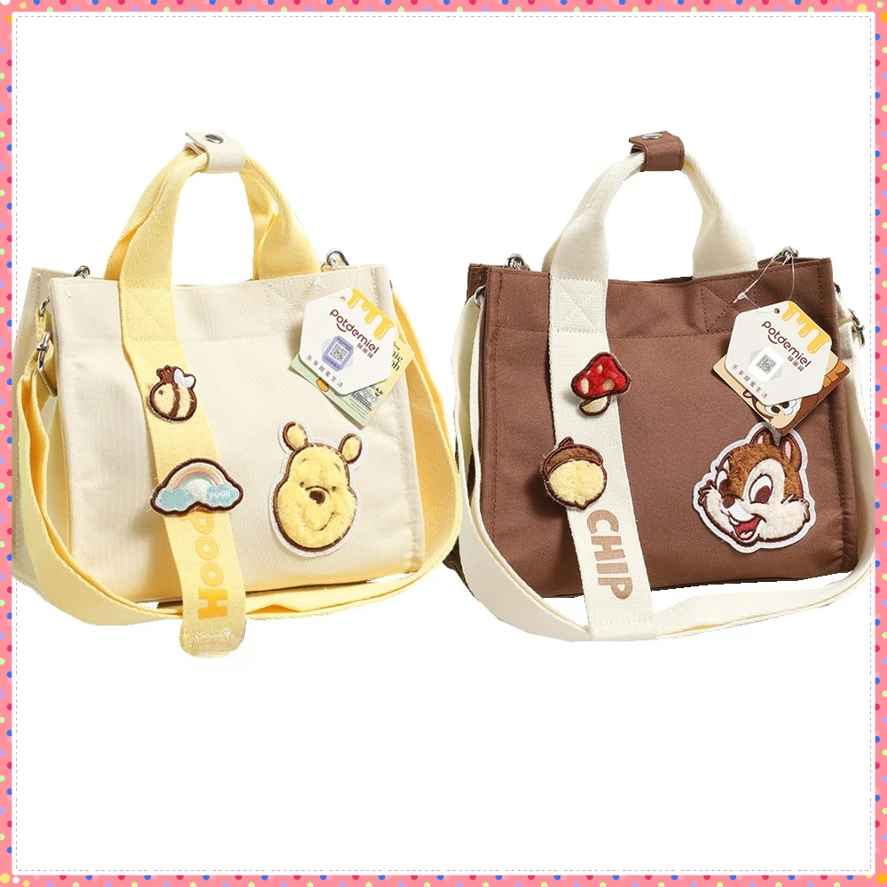 

Подлинная холщовая большая сумка Disney Chip Винни-Пух с мультяшным узором и вышивкой, большая вместительная сумка через плечо, изысканная сумка