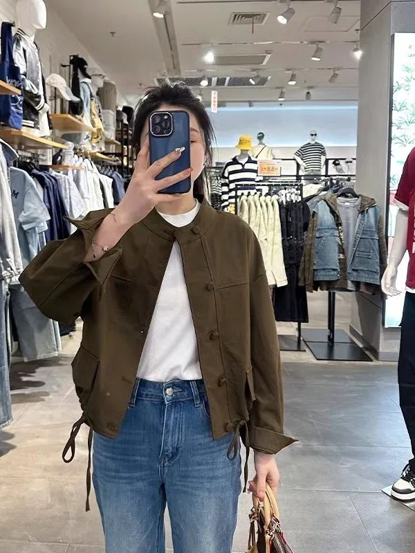 

Casual ort Workwear Jaet Women's Spring Autumn New Loose Fit round Ne Design Sense Polyester irt Sle Long Sve