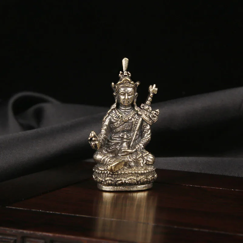 Vintage Brass Tibetan Lotus Peanut Master Ornament Tibetan Buddha Statue Bronze Carving Religious Worship Statue Home Decor Item