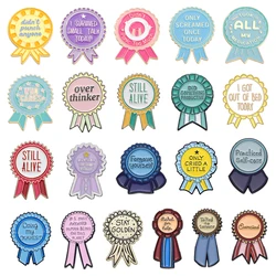 28Styles Colorful Medal Enamel Pin Funny Quotes Inspirational Positive Words Metal Brooches Lapel Badge Jewelry Gift For Friends