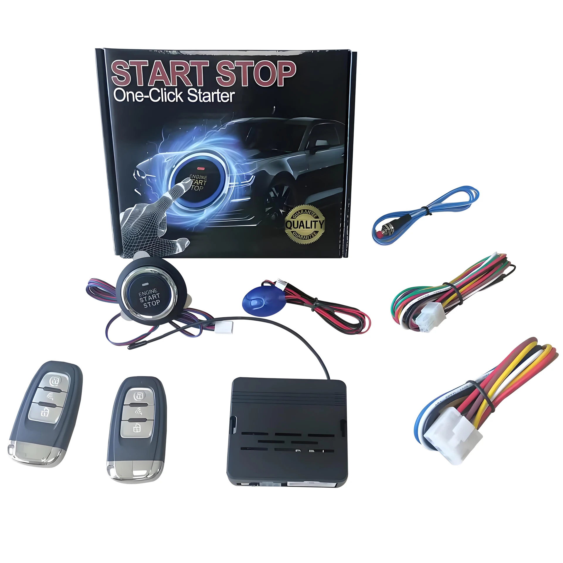 

Система запуска двигателя одной кнопкой, дистанционное управление, блокировка, бесключевой доступ, запуск через Bluetooth, противоугонная система, автомобильная сигнализация.