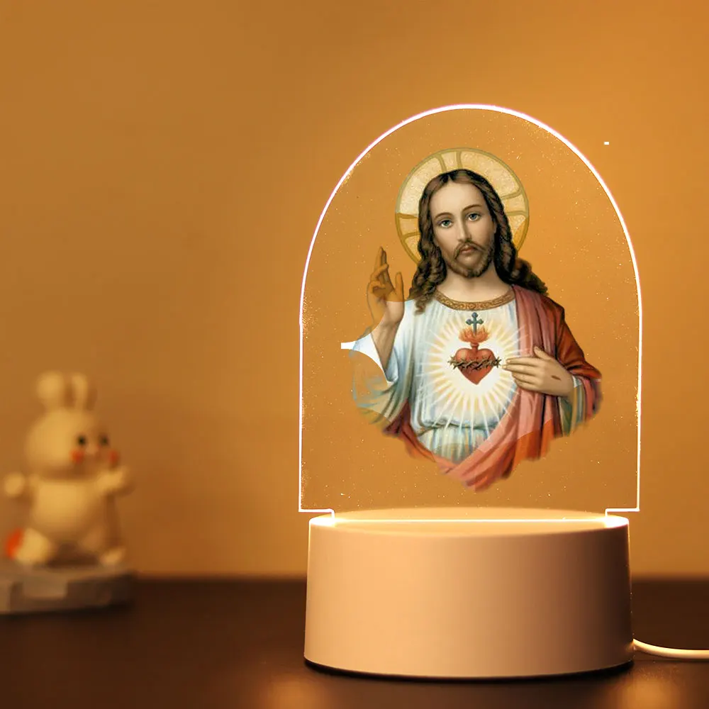 1 pc hot Jesus Color 3d Illusion Acrylic Lamp for Children's Bedroom Decor the Boys Girls Birthday Gift